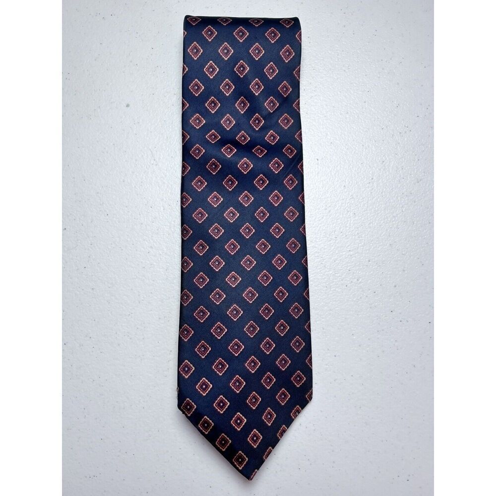 Resilio Tie Geometric Navy Red 4”‎ Wide Acetate
